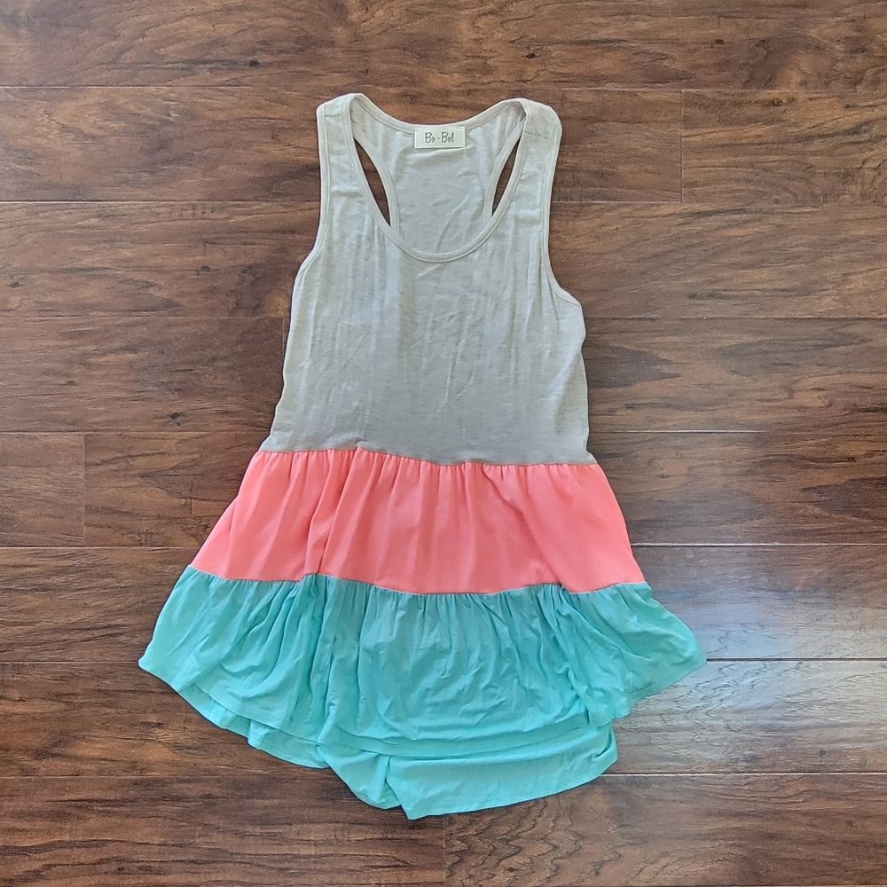 Boutique Layered Ruffle Bright Flowy Tank Top Size Small